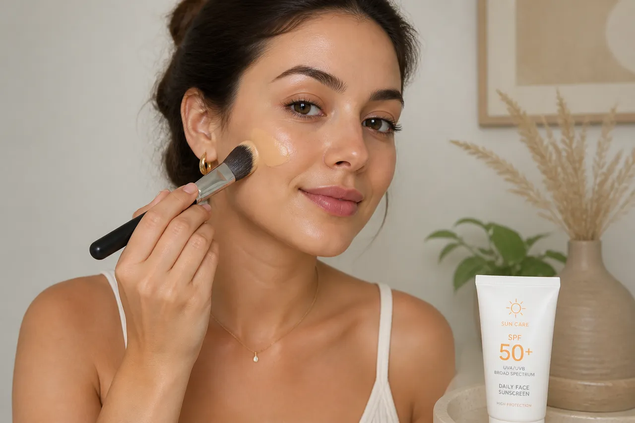 fond de ten cu SPF aplicat corect