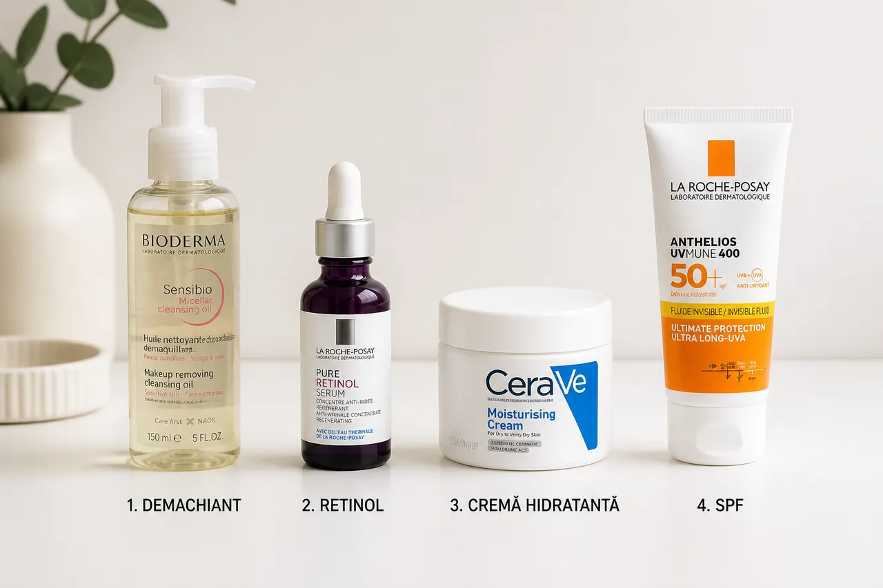 ordinea corectă a produselor cu retinol și SPF