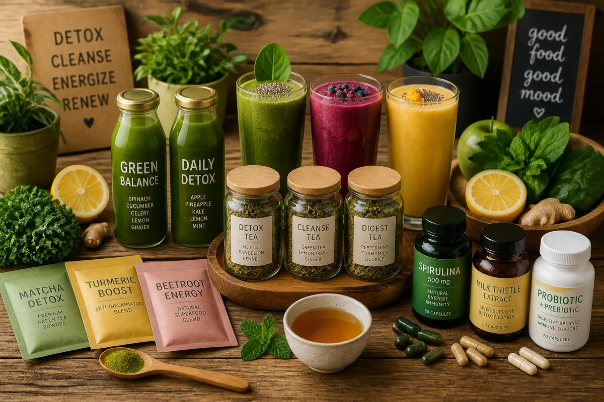 produse detox sucuri verzi ceaiuri suplimente beneficii reale