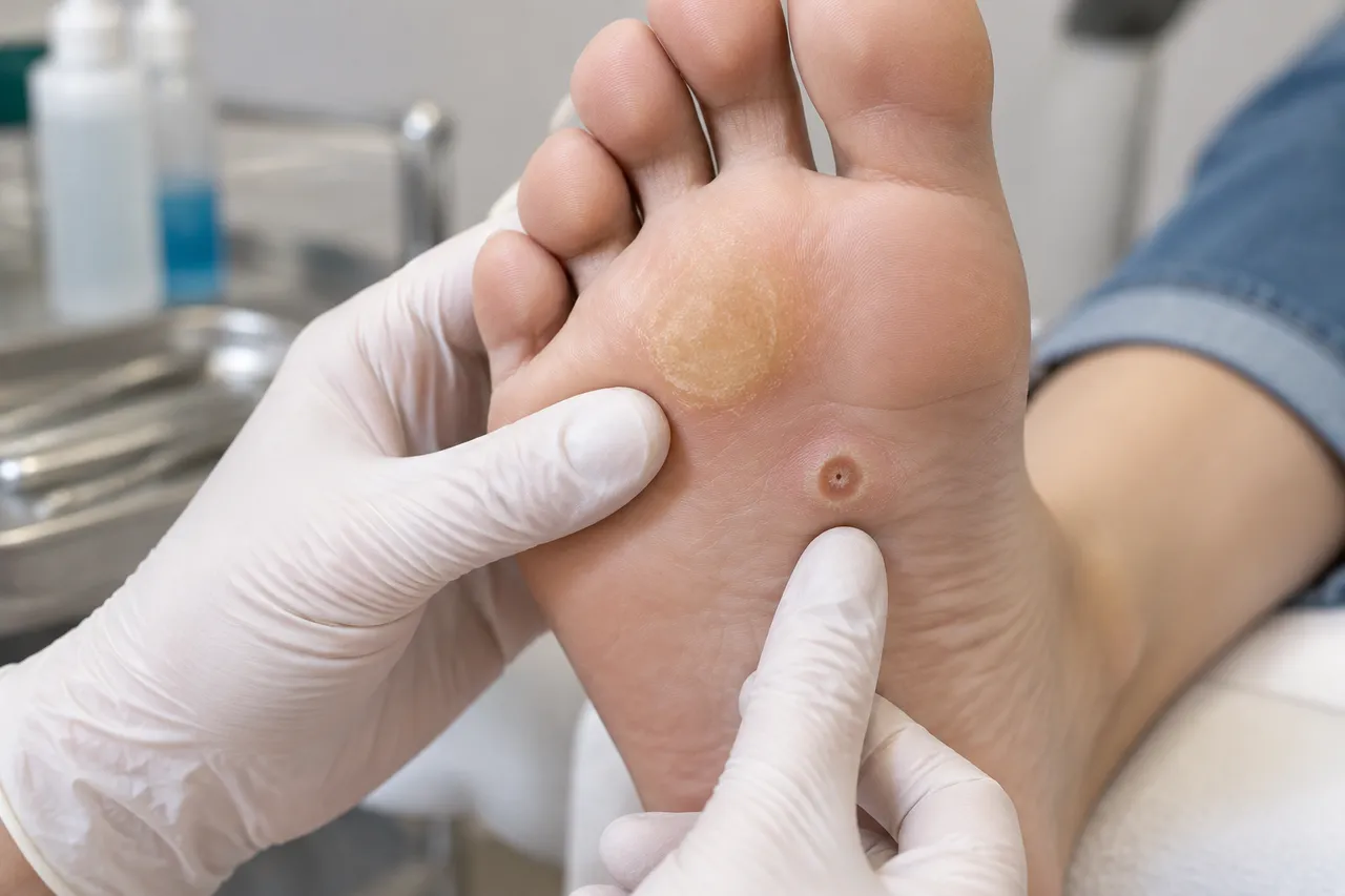 bătătură sau verucă plantară evaluată de specialist