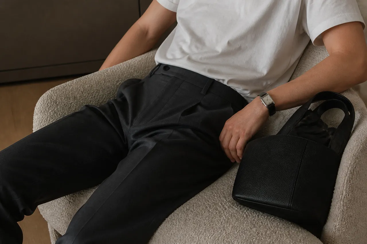 combinații casual cu pantaloni de costum și texturi echilibrate