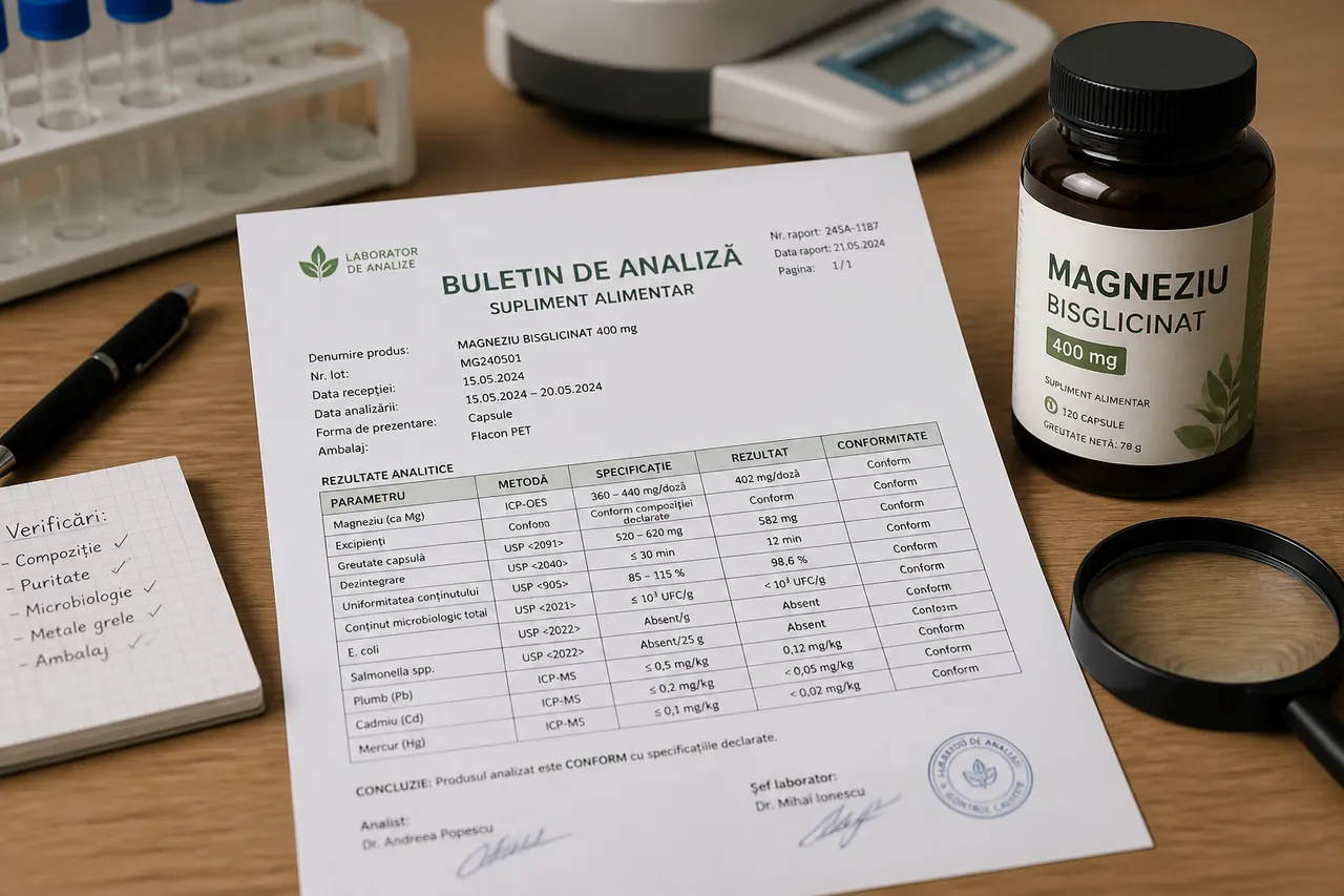 cum se citește certificatul de analiză al suplimentelor