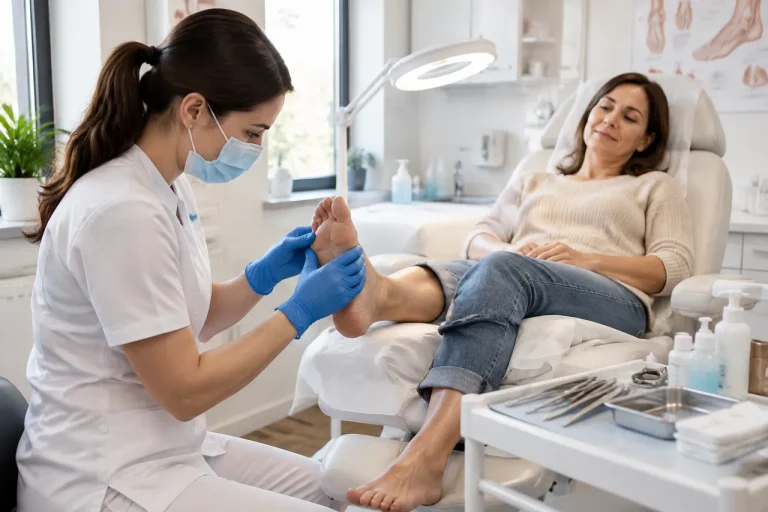 Evaluarea podologică îți protejează picioarele înaintea unei pedichiuri cosmetice