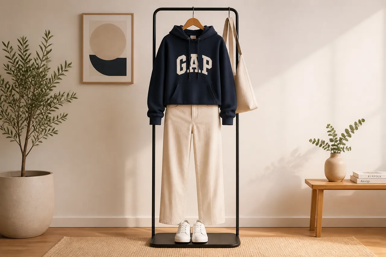 outfit cu logo mare și piese uni