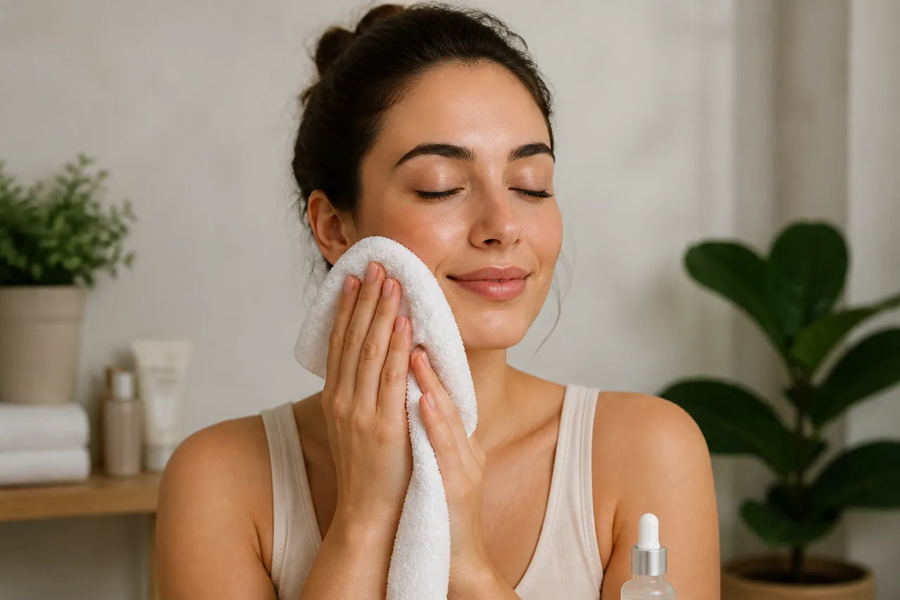 piele ușor umedă înainte de aplicarea serului facial
