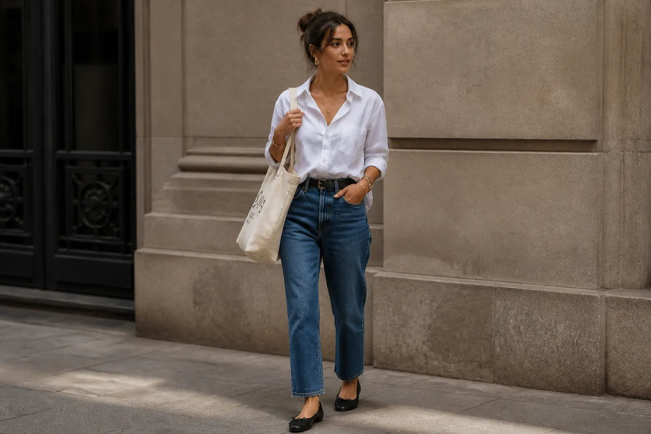 styling cu sacoșă reutilizabilă și haine casual