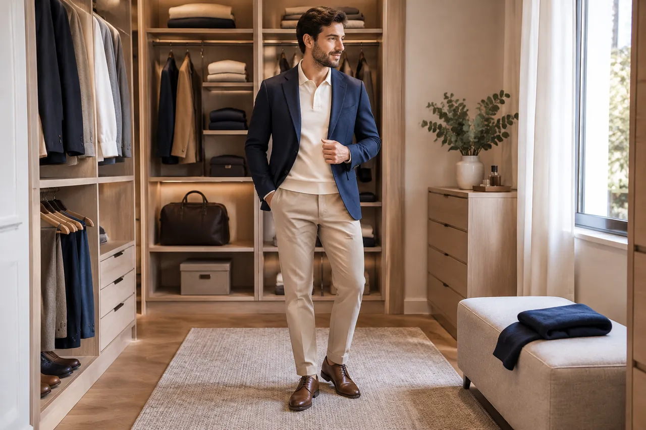 combinație de cămașă pantofi și costum masculin relaxat