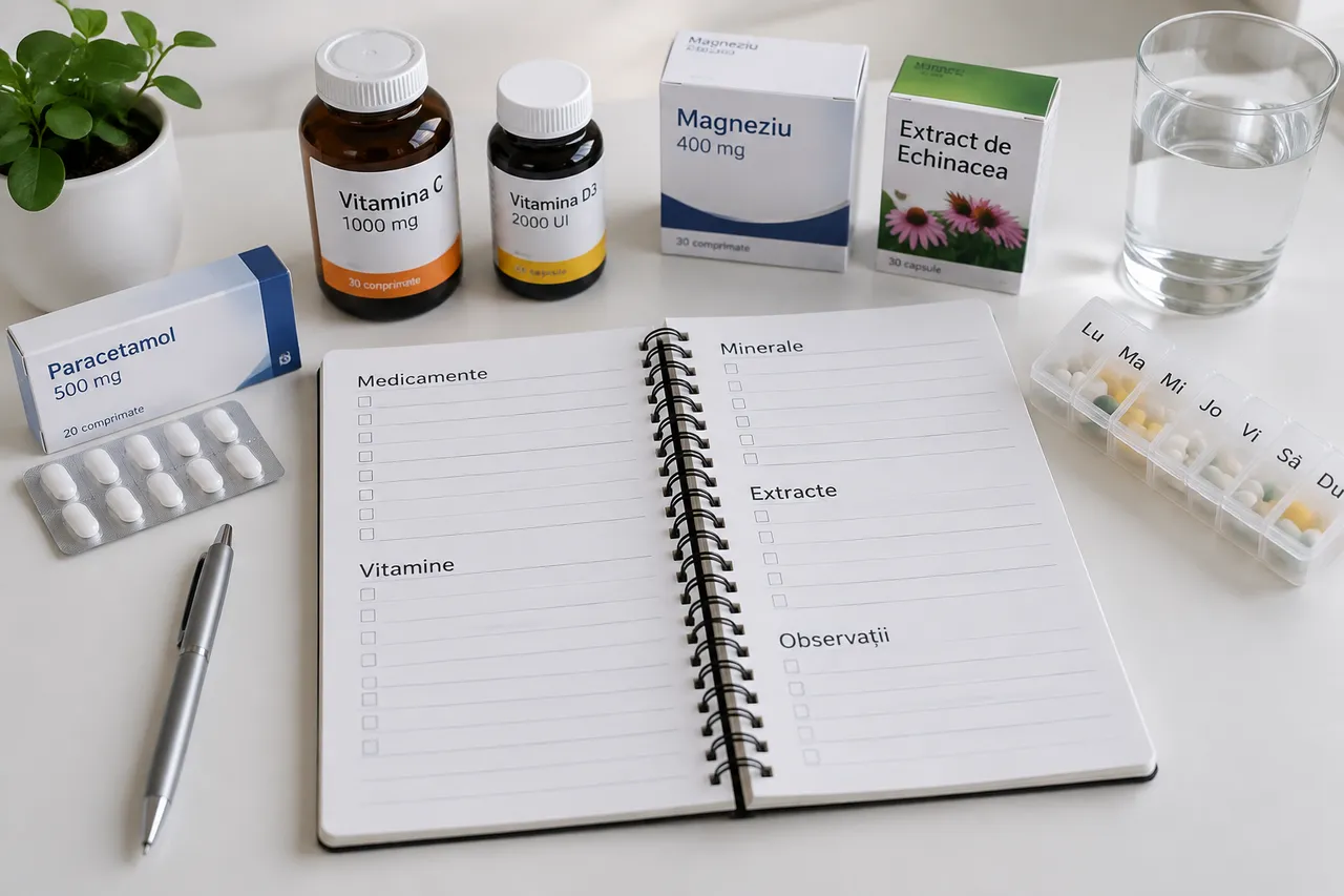 organizarea listei de medicamente și suplimente