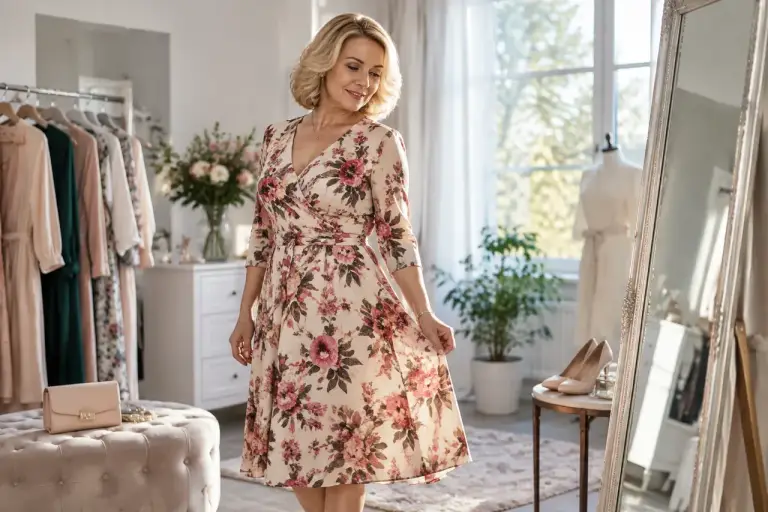 Rochii cu imprimeu pentru siluete mature care creează proporții armonioase